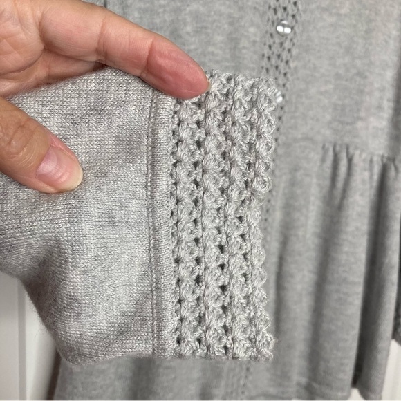 Cynthia Steffe Gray Cardigan Sweater w/Crochet Details Sz S - Picture 9 of 11